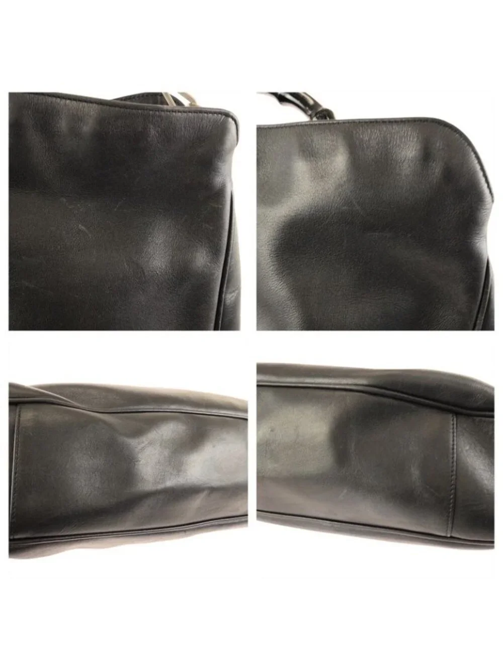 Gucci Bamboo Black Gunmetal Leather 001 Shoulder Bag - Picture 6 of 9